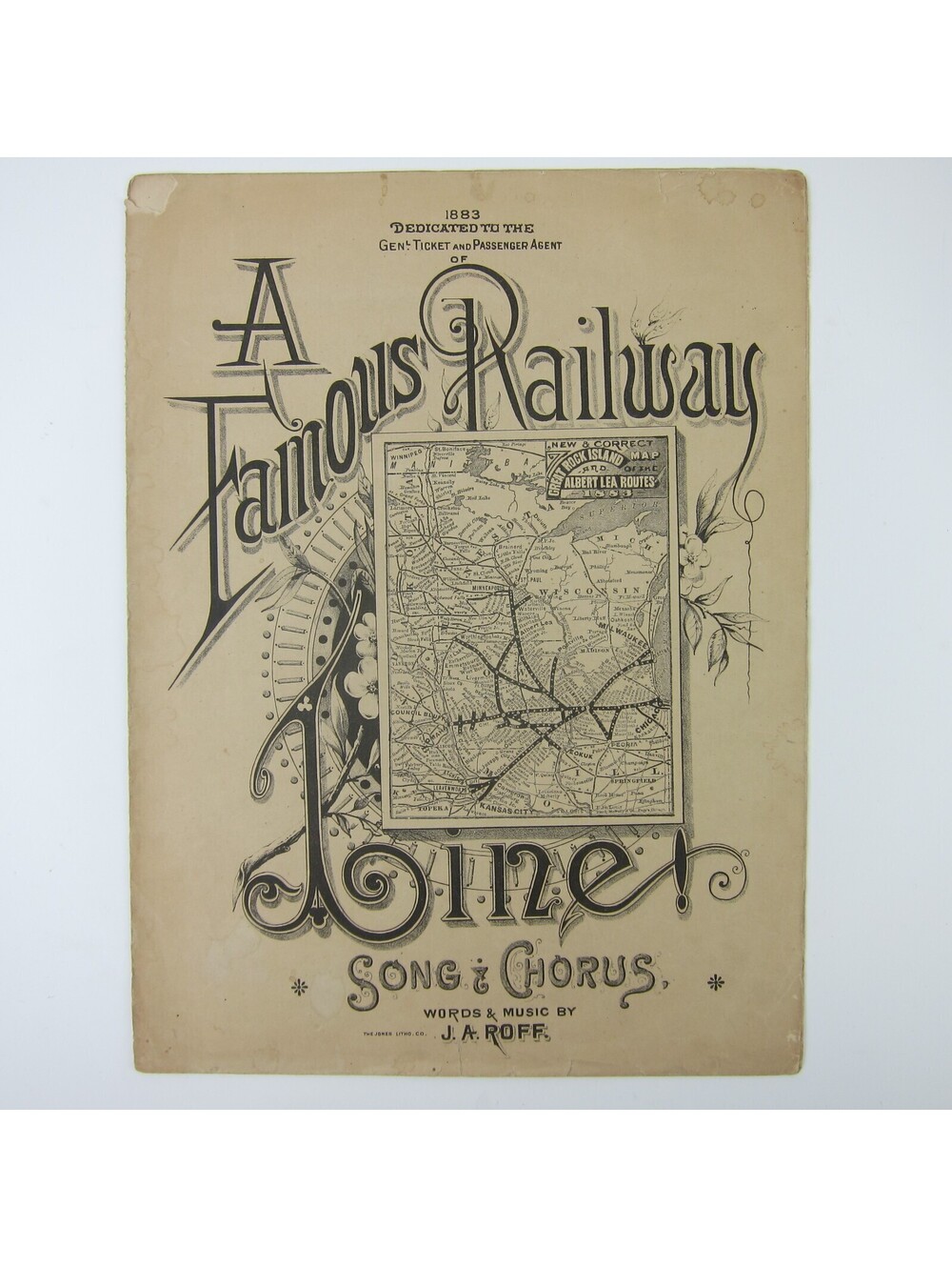 Sheet Music A Famous Railway Line by J.A. Roff Rock Island Lines Antique 1883